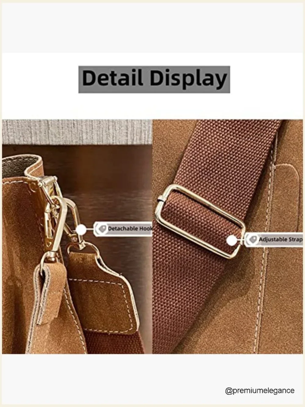 Oversized Leather Bucket Bag Tote Shoulder Crossbody Purse Large
